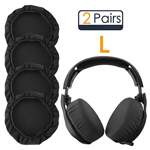 Linkidea - Fundas para Auriculares compatibles con Sony PS4, Razer ManO'War, SteelSeries Arctis Pro, Arctis 7, elásticas, Lavables, Protectores Sanitarios, Color Gris Oscuro (2 Pares)