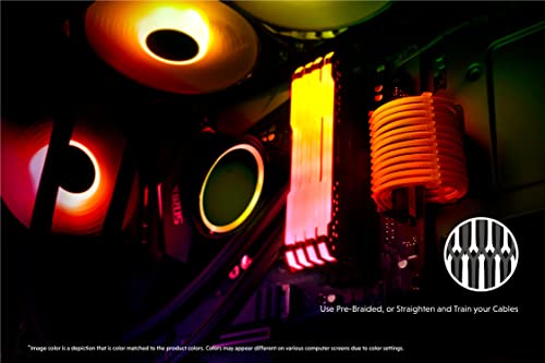 LINKUP - 30cm 8 Pines (4+4) CPU ATX Placa Base PSU Fuente de Alimentación Cable de Extensión de PC Personalizado con Mangas Trenzadas con Peines┃Un Solo Paquete┃300mm - Naranja