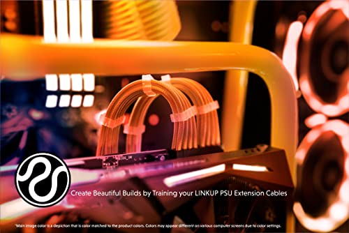 LINKUP - 30cm 8 Pines (4+4) CPU ATX Placa Base PSU Fuente de Alimentación Cable de Extensión de PC Personalizado con Mangas Trenzadas con Peines┃Un Solo Paquete┃300mm - Naranja