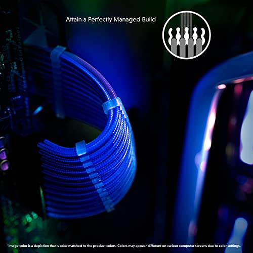LINKUP - 30cm 8 Pines (4+4) CPU ATX Placa Base PSU Fuente de Alimentación Cable de Extensión de PC Personalizado con Mangas Trenzadas con Peines┃Un Solo Paquete┃300mm - Azul