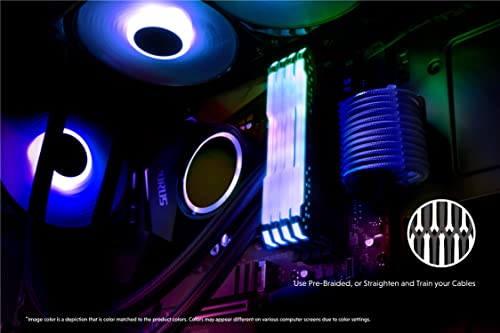 LINKUP - 30cm Cable con Manguito - Prolongación de Cable para Fuente de Alimentación con Kit de Alineadores┃1x 24P (20+4) MB┃2X 8P (4+4) CPU┃2X 8P (6+2) GPU┃300mm - Azul