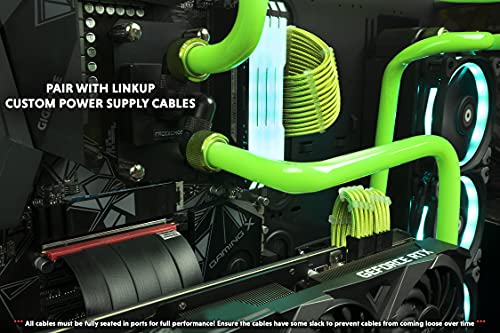 LINKUP - Cable Montante Ultra PCIe 4.0 X16 [Testado en RTX3090 RX6900XT x570 B550 Z590] Montaje Vertical Blindado Gaming PCI Express Gen4┃Enchufe Left Angle {5cm} Compatible con 3.0 Gen3