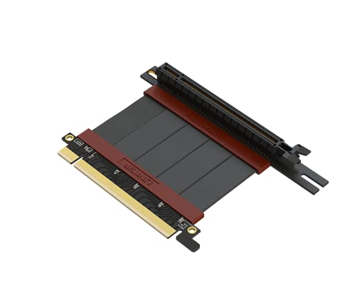 LINKUP - Cable Montante Ultra PCIe 4.0 X16 [Testado en RTX3090 RX6900XT x570 B550 Z590] Montaje Vertical Blindado Gaming PCI Express Gen4┃Enchufe Left Angle {5cm} Compatible con 3.0 Gen3