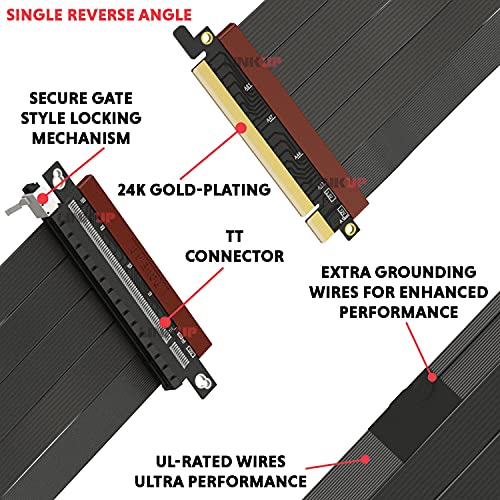 Testado en RTX3090 RX6900XT x570 B550 Z590 LINKUP Cable Montante Ultra PCIe 4.0 X16 Montaje Vertical Blindado Gaming PCI Express Gen4┃Enchufe Straight {20cm} Compatible con 3.0 Gen3 y TT 