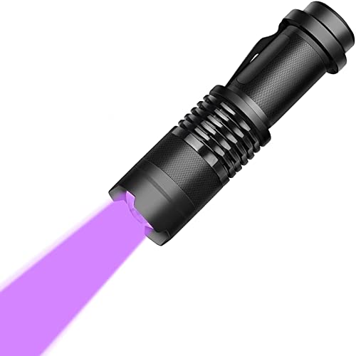 Linterna Ultravioleta, LED Linterna UV luz Negra, Luz Ultravioleta, UV Flashlight 395 nm Luz Lampara uv, Enfoque escalable, Mascotas orina y Mancha Detector Quitamanchas, Detector Billetes Falsos