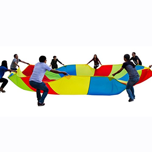 LIOOBO Kids Parachute Rainbow Play Tents Juego para la Actividad de Team Building y Juegos al Aire Libre en Interiores 3 Metros