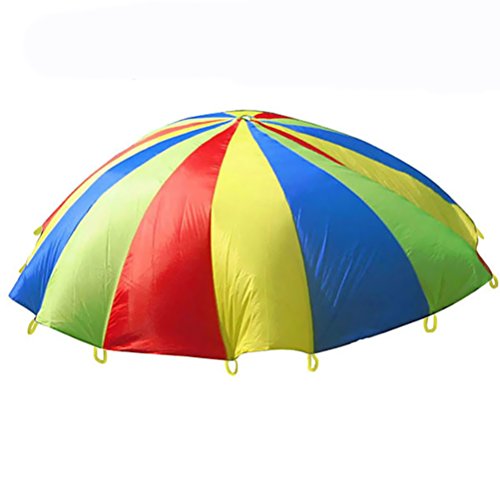 LIOOBO Kids Parachute Rainbow Play Tents Juego para la Actividad de Team Building y Juegos al Aire Libre en Interiores 3 Metros