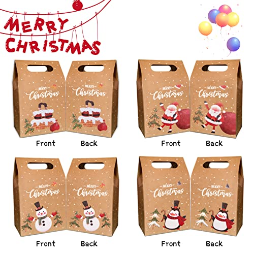 LISOPO 12pcs Cajas de regalo para Navidad, Cajitas de Carton para Regalos Navidad Cajas de dulces de papel Kraft de Navidad Cajas Reutilizables para Regalos Galletas De Caramelo Envoltorio De Navidad