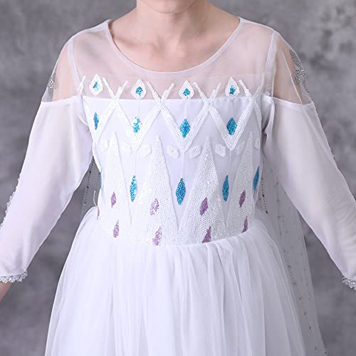 Lito Angels Vestido Blanco Princesa Elsa Disfraz Reino del Hielo 2 con Capa y Accesorios para Niñas, Talla 9-10 años 262