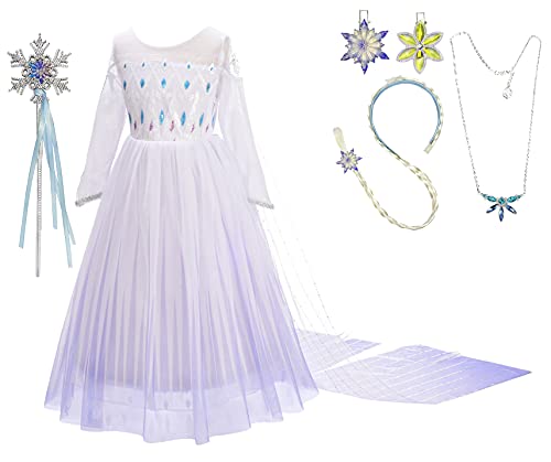 Lito Angels Vestido Blanco Princesa Elsa Disfraz Reino del Hielo 2 con Capa y Accesorios para Niñas, Talla 9-10 años 262