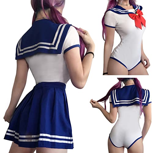 LittleForBig Mono Botón Entrepierna Onesie-Conjunto de Falda de Mono de Cosplay Magical Girls Azul Marino XS