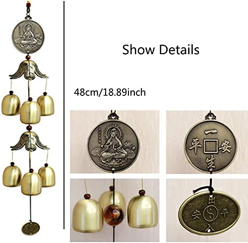 LIUBINGER Escultura Feng Shui Viento Chime Escultura decoración plástico Yin-Yang Bagua Cobre Campana Pavo Real guanyin Tiger LUK Dinero Rana pixiu decoración Manualidades (Color : F)