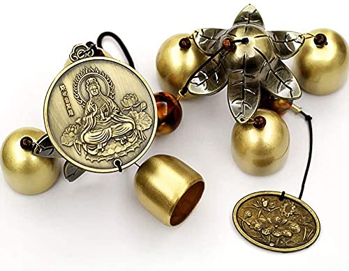 LIUBINGER Escultura Feng Shui Viento Chime Escultura decoración plástico Yin-Yang Bagua Cobre Campana Pavo Real guanyin Tiger LUK Dinero Rana pixiu decoración Manualidades (Color : F)
