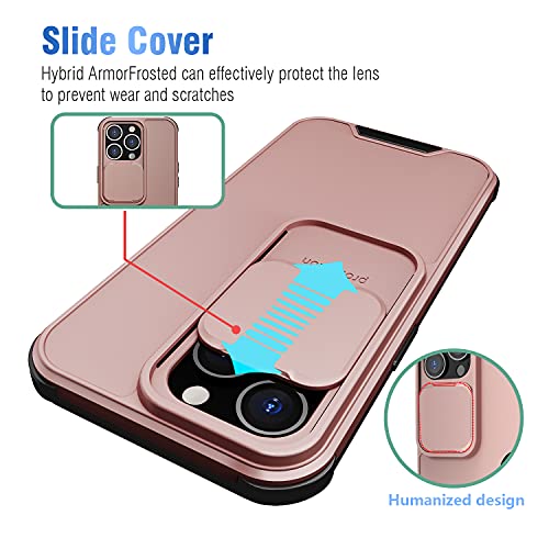 LIUKM Funda para iPhone 13 Case 6.1" [Protección de la cámara] Cubierta de cámara Deslizante Proteger PC Anti-Choque Anti-arañazos Carcasa para iPhone 13 6.1 Pulgadas 2021 - Oro Rosa