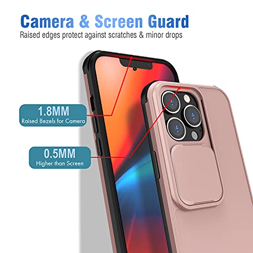 LIUKM Funda para iPhone 13 Case 6.1" [Protección de la cámara] Cubierta de cámara Deslizante Proteger PC Anti-Choque Anti-arañazos Carcasa para iPhone 13 6.1 Pulgadas 2021 - Oro Rosa