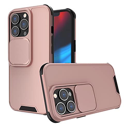 LIUKM Funda para iPhone 13 Case 6.1" [Protección de la cámara] Cubierta de cámara Deslizante Proteger PC Anti-Choque Anti-arañazos Carcasa para iPhone 13 6.1 Pulgadas 2021 - Oro Rosa