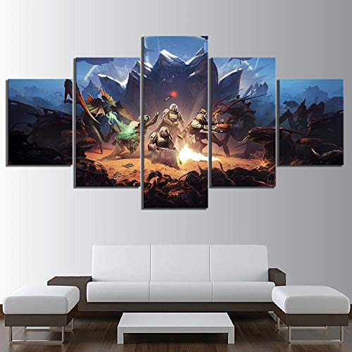 LIUWW 5 imágenes de póster de Juegos de Disparos de Arte de fantasía de Alta definición póster de Videojuegos HELLDIVERS Pegatinas de Pared Lienzo Pintura Mural