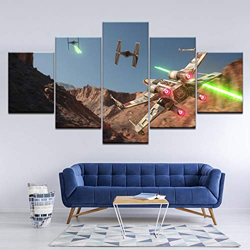 LIUWW Modular Canvas Pictures Painting Home Decoration 5 Tablet Game Star Movie Wars X Wing Vs Tie Fighter Printmaking Living Room Wall Art Poster