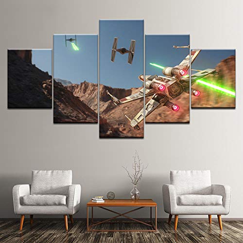 LIUWW Modular Canvas Pictures Painting Home Decoration 5 Tablet Game Star Movie Wars X Wing Vs Tie Fighter Printmaking Living Room Wall Art Poster