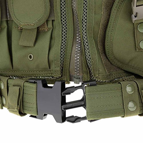 Lixada Táctica Chaleco ajustable transpirable al aire libre Airsoft chaleco para caza, pesca, Ejército Fans, CS juego de guerra, supervivencia juego, formación de combate, Verde ejército