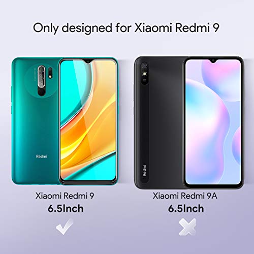 LϟK 4 Pack Protector de Pantalla Compatible con Xiaomi Redmi 9 con 2 Pack Cristal Vidrio Templado y 2 Pack Protector de Lente de Cámara - Sin Burbujas Doble Protección Kit Fácil instalación