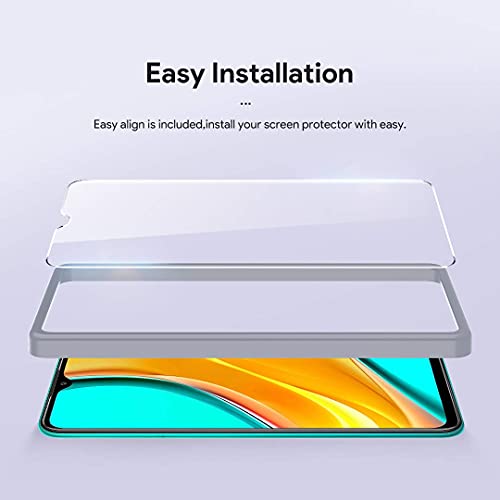 LϟK 4 Pack Protector de Pantalla Compatible con Xiaomi Redmi 9 con 2 Pack Cristal Vidrio Templado y 2 Pack Protector de Lente de Cámara - Sin Burbujas Doble Protección Kit Fácil instalación