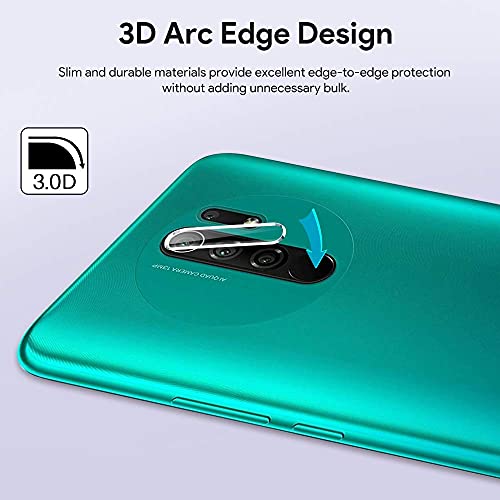 LϟK 4 Pack Protector de Pantalla Compatible con Xiaomi Redmi 9 con 2 Pack Cristal Vidrio Templado y 2 Pack Protector de Lente de Cámara - Sin Burbujas Doble Protección Kit Fácil instalación
