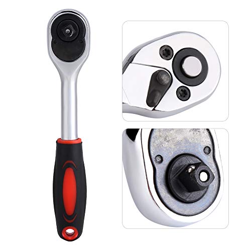 Llave de trinquete, resistente, 1/4", llave de tubo de liberación rápida, herramienta de reparación de coche, bicicleta de mano, caliente para el hogar, garaje, taller, etc.