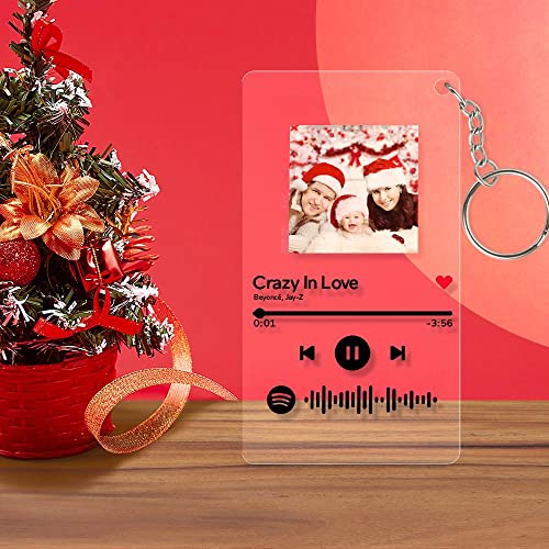 Llavero de Placa Spotify Foto Personalizado | Cristal Spotify Cancion Personalizada | Arte de Vidrio Metacrilato Tablero Musical Personalizado| Regalos Personalizados para Novio Novia