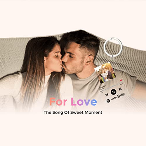 Llavero de Placa Spotify Foto Personalizado | Cristal Spotify Cancion Personalizada | Arte de Vidrio Metacrilato Tablero Musical Personalizado| Regalos Personalizados para Novio Novia