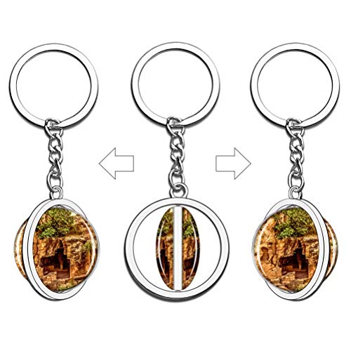 Llavero de Tombs of The Kings Paphos Chipre con diseño de Tombs of The Kings Paphos, recuerdo de cristal, cadena de acero inoxidable, regalo de viaje de ciudad.