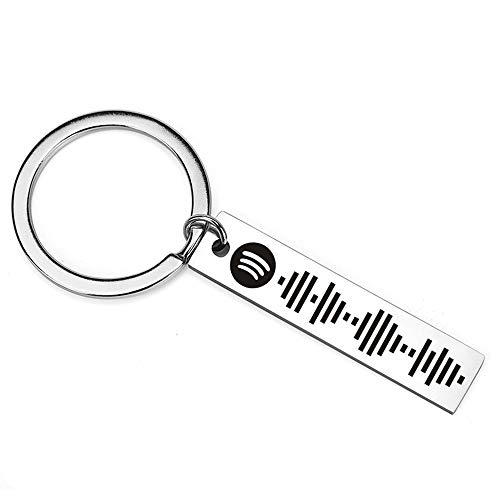 Llavero personalizado con código de Spotify de acero inoxidable para mujer - llavero y anillo personalizado con código de Spotify grabado con láser en plata
