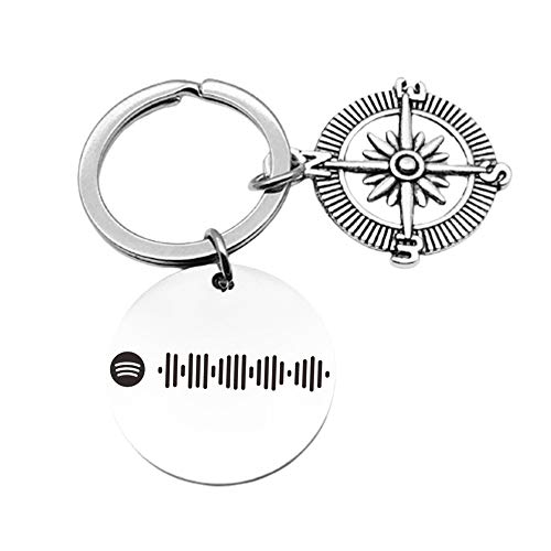 Llavero Redondo Personalizado De Spotify Para Mujer Llavero Con Código De Spotify De Música Escaneable Llavero Canción Cantante Nombres Grabado Acero Inoxidable Regalo Para Parejas Amigos Regalos