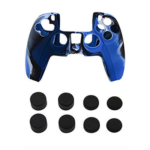 LLLucky Thumbstick Joystick Grip Camuflaje Funda de Silicona Piel para Controlador PS5 Azul
