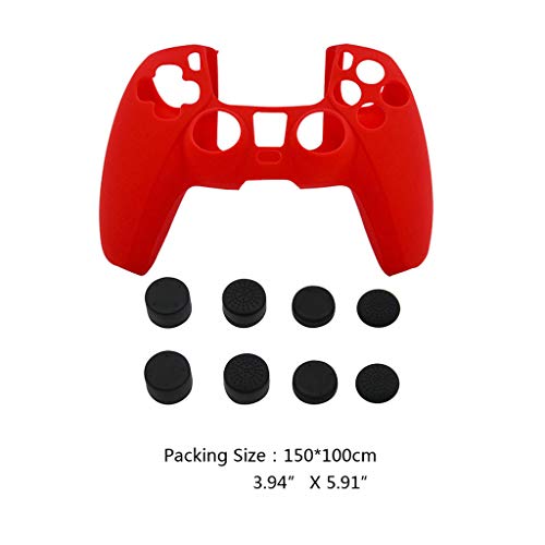 LLLucky Thumbstick Joystick Grip Cap Cubierta de Palo Superior Funda de Silicona Funda de Piel para PS5 Rojo