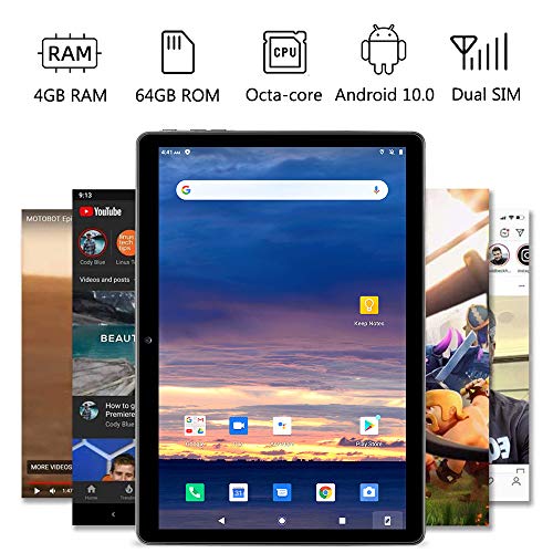 LNMBBS N10 Tablet 10" FHD, Octa-Core, 4G LTE Tablet Android 10.0, 4GB RAM, 64GB ROM, 1280 * 800 IPS, Tableta com Dual Camara, Dual/SIM/GPS/PTG/Bluetooth, (Gray)