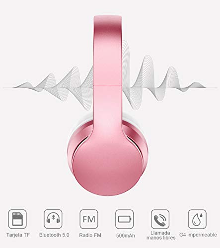 LOBKIN Auriculares Bluetooth 5.0 inalambricos de Diadema Cascos Plegables, Casco Bluetooth con Sonido Estéreo Micro SD/TF, FM con micrófono y Audio Cable para Movil, PC, Tablet