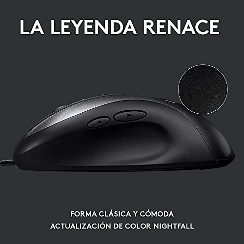 Logitech G MX518 Ratón Gaming con Cable, Captor HERO 25K, 25,600 DPI, ARM Procesador, 8 Botones programables, Compatible con PC/Mac - Negro/Gris