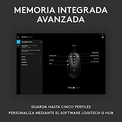 Logitech G MX518 Ratón Gaming con Cable, Captor HERO 25K, 25,600 DPI, ARM Procesador, 8 Botones programables, Compatible con PC/Mac - Negro/Gris