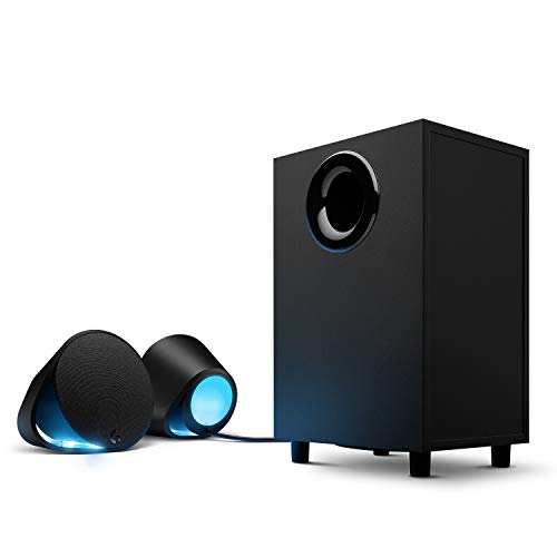 Logitech G560 Altavoces Gamer para PC, Sonido envolvente DTS:X, Iluminación LIGHTSYNC RGB integrada, 2 altavoces satélite y un subwoofer, Experiencia de juego inmersiva - Negro