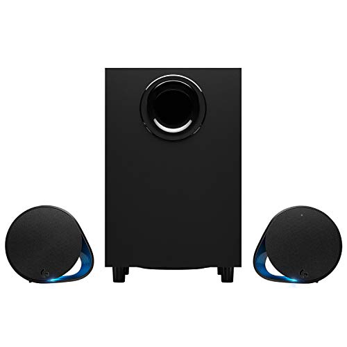 Logitech G560 Altavoces Gamer para PC, Sonido envolvente DTS:X, Iluminación LIGHTSYNC RGB integrada, 2 altavoces satélite y un subwoofer, Experiencia de juego inmersiva - Negro