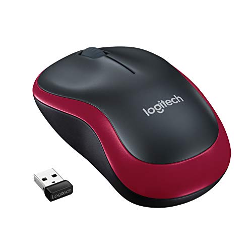 Logitech M185 Ratón Inalámbrico, 2.4 GHz con Mini Receptor USB, Batería 12 Meses, Seguimiento Óptico 1000 DPI, Ambidiestro, PC/Mac/Portátil, Rojo