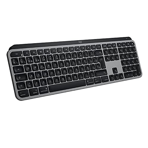 Logitech MX Keys Advanced Teclado Inalámbrico con Retroiluminación para Mac y iPad, y Funcionalidad Adaptativa, Teclas LED retroiluminadas, USB-C, Batería 10 días, Disposición QWERTY Español, Gris