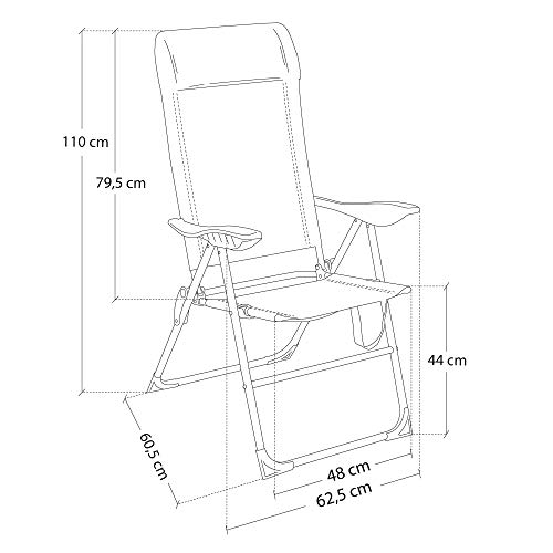 LOLAhome Silla Plegable con cojín para la Playa 5 Posiciones (Clasico)