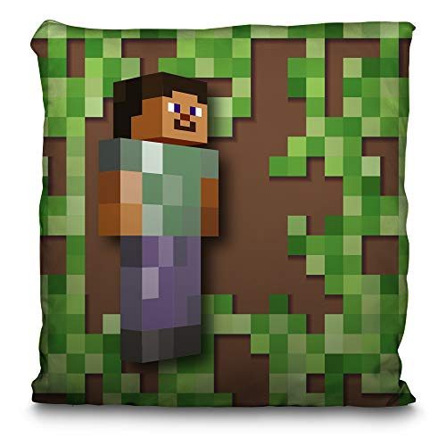 LolaPix Cojín Minecraf. Cojín Personalizado con Nombre. Regalo Friki Personalizado. Impresión 100% por Las Dos Caras. Relleno Incluido. Varios tamaños. Minecraf