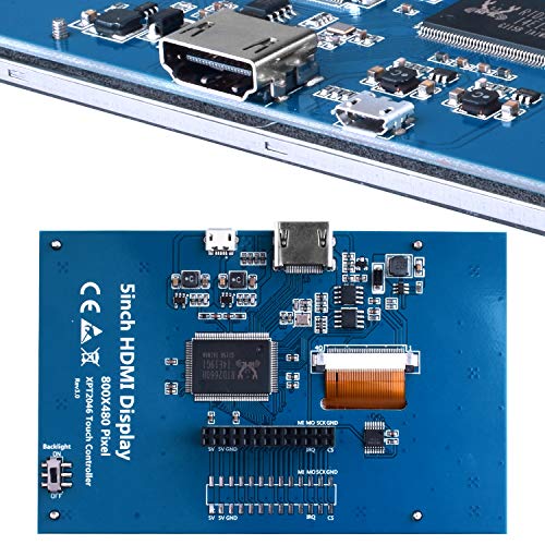 Longruner para Raspberry Pi 4 Pantalla táctil de Touch Screen HDMI LCD TFT de 800x480 5 Pulgadas para Raspberry Pi 3 2 Modelo B RPi 1 B B + A A + con tarjeta SD en el panel táctil y lápiz táctil SC5A