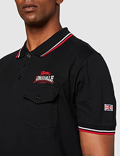 Lonsdale Amateur Polo, Negro (Schwarz), XXL para Hombre