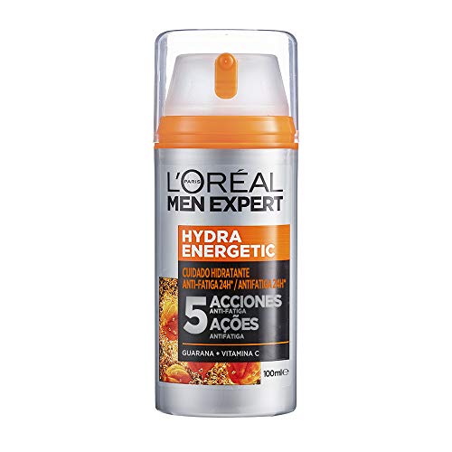 L'Oréal Men Expert Crema Hidratante Anti-Fatiga 24h Hydra Energetic para Hombres, Crema Facial de Uso Diario, Aporta Energía, Formato 100 ml