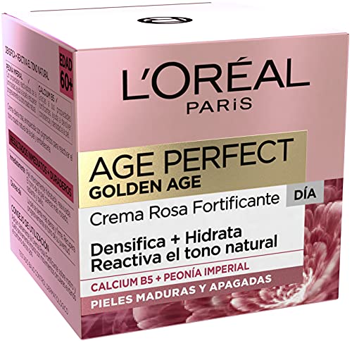 L'Oréal Paris Crema de Día Fortificante de Rosas Age Perfect Golden Age, Antiflacidez y Luminosidad, Para Pieles Maduras y Apagadas, Reaviva el tono rosado, 50 ml