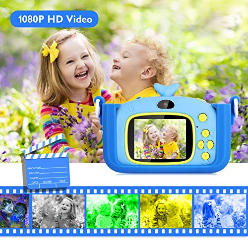 Luclay Cámara Digital para Niños, Selfie Video Cámara Infantil 2.0 Inch 20MP 1080P HD 32GB TF Tarjeta, Estuche para la Camara, Funda de Silicona, Clips de Fotos Niñas Regalos de cumpleaños (Azul 2)